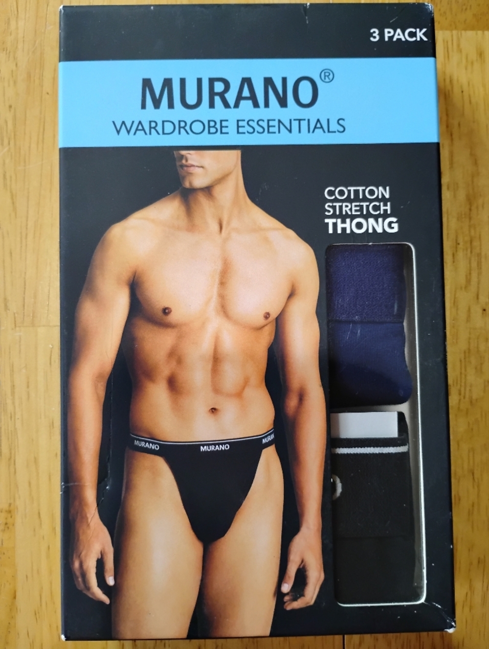 Men's Cotton Stretch Thong - Black 3 Pack